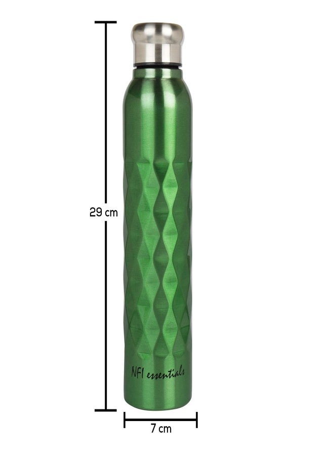 NFI essentials Stainless Steel Single Walled Fridge Water Bottle, 1000ml, Rhombus Design, Leak proof, Water bottle for Office, School, Gym, Refrigerator & Home use, 1litre (Y138 Green Pack of 6) - Image 5